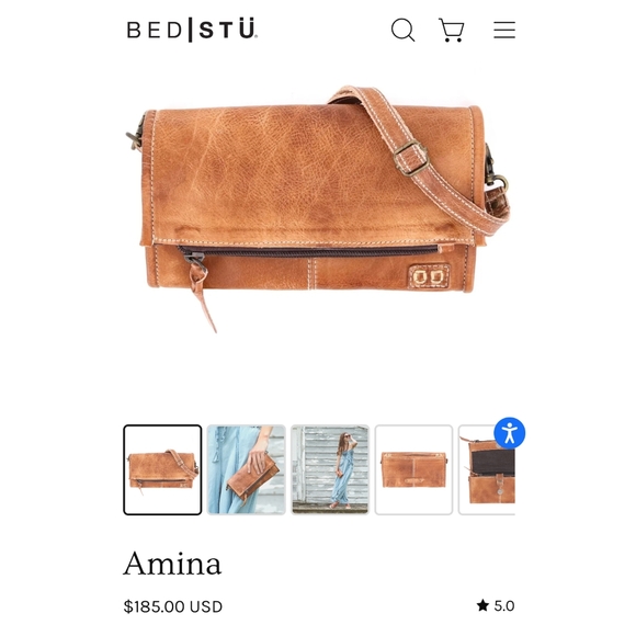 SOLD - BedStu AMINA Convertible Crossbody Wristlet Clutch in Tan Rustic Leather - Picture 9 of 13
